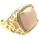 Bague - altesse - sissi - plaqué or - quartz rose - zirconias Bague - altesse - sissi - plaqué or - quartz rose - zirconias