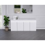 Amaury - buffet bas - blanc - plateau effet marbre - 208 cm - blanc Amaury - buffet bas - blanc - plateau effet marbre - 208 cm - blanc