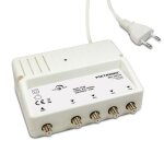 Metronic 332175 amplificateur rpartiteur antenne tv tnt intrieur blind rglage de gain 28 db - 4 sorties ...