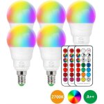 Ampoule led e14 6w (quivalent 40w) couleur rgb changement variation color rgbw globe blanc chaud 2700k ...
