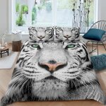 Animal tte de tigre parure de lit 3 pieces 1 housse de couette 200 * 200cm et 2 taies doreillers 63 ...