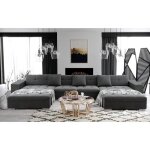 Anixe - canap dangle panoramique xxl en u - en tissu (gris fonc)