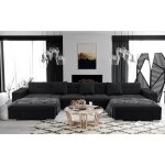 Anixe - canap dangle panoramique xxl en u - en tissu (noir)