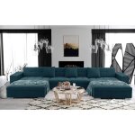 Anixe - canap� dangle panoramique xxl en u - en tissu (turquoise)