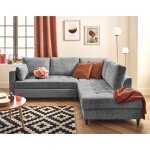 Anna - canap� dangle droit 5 places convertible en velours textur� - gris