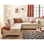 Anna - canap� dangle gauche 5 places convertible en velours textur� - beige