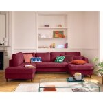 Anna - canap� panoramique dangle gauche 7 places convertible avec coffre en velours textur� - prune