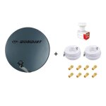 Antenne parabole fibre smc 60cm - worldsat - hd4k - lnb quad 01db - 2 c�bles coax 25m - visserie inox ...