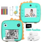 Appareil photo pour enfants 2400w impression instantane jouet fille 3 4 5 6 ans hd 2. 5 pouces - vert ...