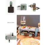 Appareil � raclette 2 personnes vert plateau en granite pieds antid�rapants