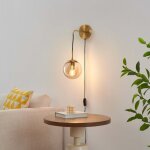 Applique dorée en verre avec câble et interrupteur - robyn Applique dorée en verre avec câble et interrupteur - robyn