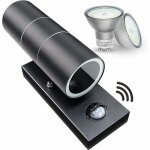 Applique murale - zvd - noir mat - d�tecteur de mouvement pir - 2x 5w ampoules led - ext�rieur