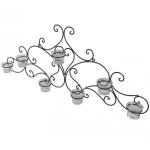 Applique murale - lheritier du temps - bougeoir 7 verrines - fer patin marron - 75x315x75cm - intrieur ...