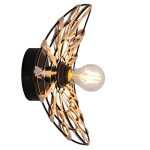Applique murale - sampa - flora - métal noir - rotin naturel - compatible led e27 Applique murale - sampa - flora - métal noir - rotin naturel - compatible led e27