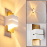 Applique murale - hofstein - tora - m�tal blanc et or - interrupteur int�gr� - effet up & down