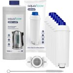 Aquafloow dtartrant liquide machine caf 1000ml + nettoyant + 6 filtres pour cafetiere delonghi magnifica ...