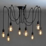 Suspension araigne lampe 8 tte e27 rtro industrielle loft bricolage lustre luminaires vintage noir ...