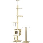 Arbres � chat - pawhut - lot de 2 sol au plafond r�glable 225 - 285 cm 4 niveaux niche hamac �chelle ...