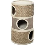 Pawhut - tonneau pour chat - panneau de particules de classe e1 - 37. 5x37. 5x70cm - kaki et marron