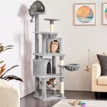 Arbre à chat géant hauteur 175 cm - 2 plate - formes perchés 2 paniers 2 condos en peluche cordes en ... Arbre à chat géant hauteur 175 cm - 2 plate - formes perchés 2 paniers 2 condos en peluche cordes en ...