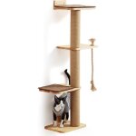 Arbre � chat mural - fukumaru - 127 cm - bois dh�v�a - 2 �tag�res - pour grands chats