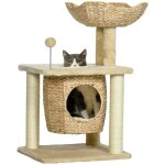 Pawhut - arbre � chats - bois - 45x40x74cm - beige