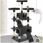 Arbre a chat - tectake - arbre � chat 170 cm barney griffoir grattoir tronc + 4 souris jouets + 2 cabanes ...