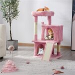 Arbre à chat tour avec griffoir rose - 1 platforme et colonne en sisal 2 niches 1 boule de peluche - ... Arbre à chat tour avec griffoir rose - 1 platforme et colonne en sisal 2 niches 1 boule de peluche - ...
