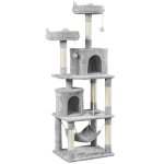 Arbre à chat yaheetech - tour à griffer avec 2 niches - hamac colonne en sisal - hauteur 179 cm - gris ... Arbre à chat yaheetech - tour à griffer avec 2 niches - hamac colonne en sisal - hauteur 179 cm - gris ...