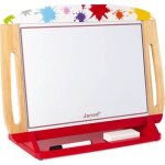 Ardoise enfant en bois - janod - splash  poser sur la table - recto / verso - craies et feutre effaable ...