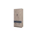 Armoire 2 portes 4 tiroirs flex ? chêne wellington et gris graphite ? design moderne avec penderie Armoire 2 portes 4 tiroirs flex ? chêne wellington et gris graphite ? design moderne avec penderie