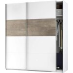 Armoire avec 2 portes coulissantes coloris alaska chêne à n?uds - blanc artic - hauteur 200 x longueur ... Armoire avec 2 portes coulissantes coloris alaska chêne à n?uds - blanc artic - hauteur 200 x longueur ...