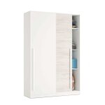 Armoire avec 2 portes coulissantes coloris blanc artic - blanc poli - hauteur 200 x longueur 120 x profondeur ... Armoire avec 2 portes coulissantes coloris blanc artic - blanc poli - hauteur 200 x longueur 120 x profondeur ...