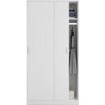 Armoire avec 2 portes coulissantes coloris blanc - dim : l 100 cm x h 200 x p 50 cm