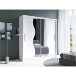 Armoire 2 portes coulissantes - avec miroir - l200 cm - blanc - argonio Armoire 2 portes coulissantes - avec miroir - l200 cm - blanc - argonio