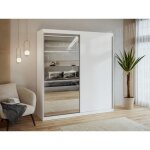 Armoire 2 portes coulissantes - avec miroir - l200 cm - blanc - ochira Armoire 2 portes coulissantes - avec miroir - l200 cm - blanc - ochira