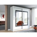 Armoire 2 portes coulissantes - avec miroir - l203 cm - coloris : blanc - autlan Armoire 2 portes coulissantes - avec miroir - l203 cm - coloris : blanc - autlan