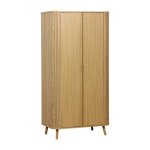 Armoire 2 portes effet bois rainur avec tagre et penderie. l 90 x p 60 x h 180cm