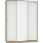 Armoire avec 3 portes coulissantes coloris cambrian - blanc - hauteur 200 x longueur 150 x profondeur ... Armoire avec 3 portes coulissantes coloris cambrian - blanc - hauteur 200 x longueur 150 x profondeur ...