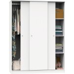 Armoire 3 portes coulissantes meuble de rangement coloris blanc - hauteur 200 x longueur 150 x profondeur ...