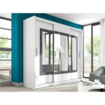 Armoire 3 portes coulissantes - avec miroir - l250 cm - coloris : blanc - autlan Armoire 3 portes coulissantes - avec miroir - l250 cm - coloris : blanc - autlan