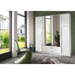 Armoire 4 portes battantes + miroirs - blanc brillant - l180 x p56 x h199 cm - trio