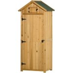 Armoire abri de jardin - outsunny - 3 tagres - toit pente bitum - sapin trait lasur