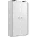 Armoire d?angle meuble de rangement coloris blanc rechampis imitation ch�ne - longueur 95 x hauteur 199 ...
