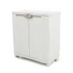 Armoire basse 2 portes intrieur - extrieur coloris beige - longueur 90 x profondeur 45 x hauteur 100 ...