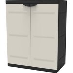 Armoire basse 2 portes intrieur - extrieur coloris noir - taupe - longueur 70 x profondeur 44 x hauteur ...