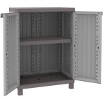 Armoire basse de jardin en rsine 2 portes avec tablette terrasse extrieur