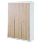 Armoire b�b� 3 portes gabriella - roba - blanc / ch�ne sonoma - penderie et 6 �tag�res