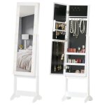 Homcom - armoire � bijoux - bois - 36x30x136cm - blanc