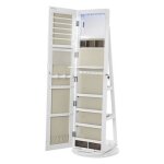 Armoire � bijoux - songmics - verrouillable led pivotant 360� blanc gr�ge